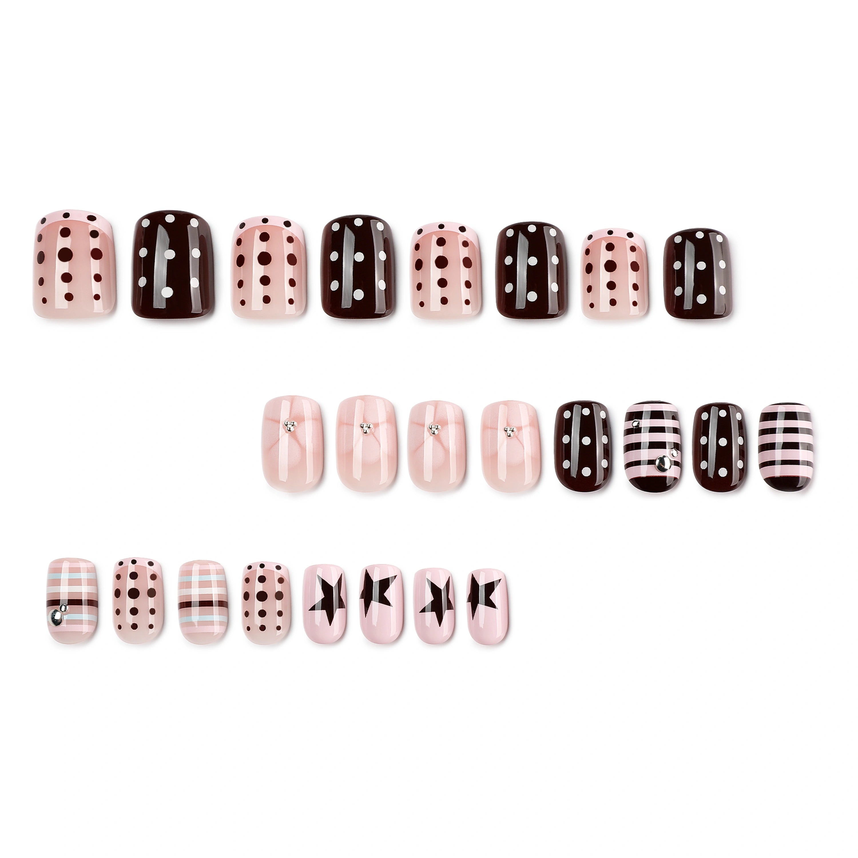 Blush Noir Star Squoval Press On Nails 24PCS