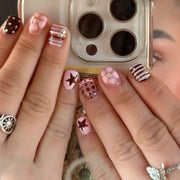 Blush Noir Star Squoval Press On Nails 24PCS