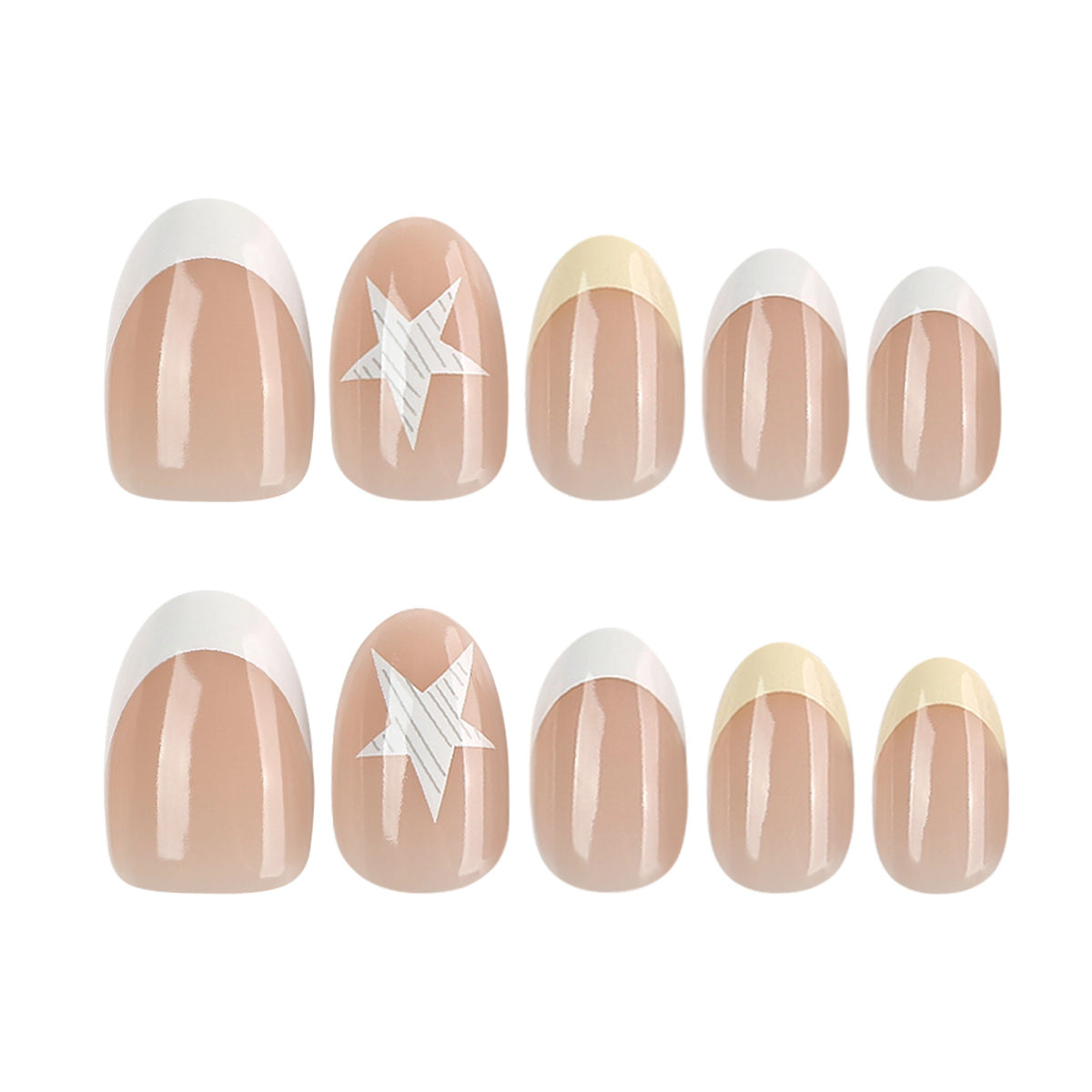 Nude Star French Round Press On Nails 24PCS