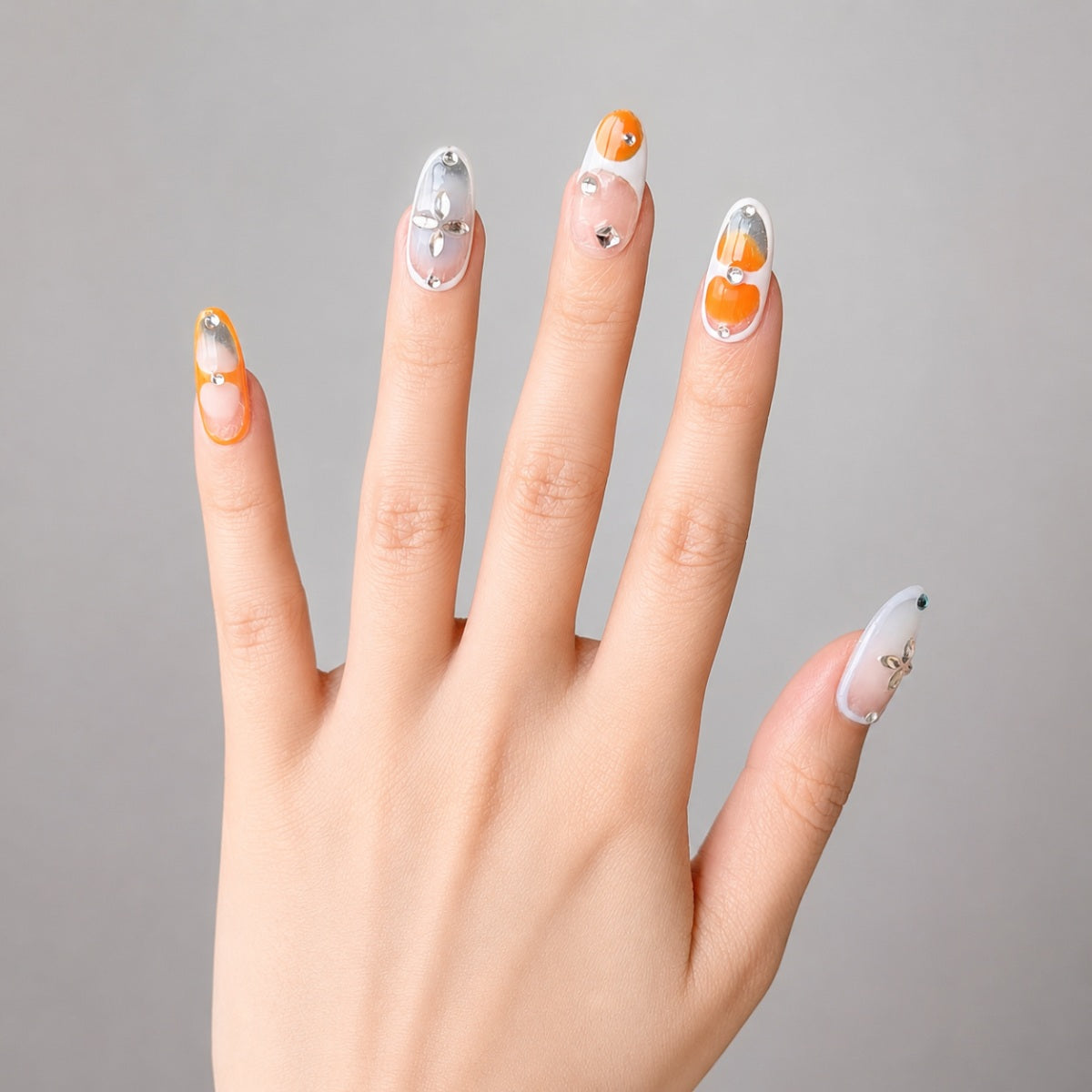 Summer Glow Orange Sparkle Press-On Nails | Salon-Pro 10PCS