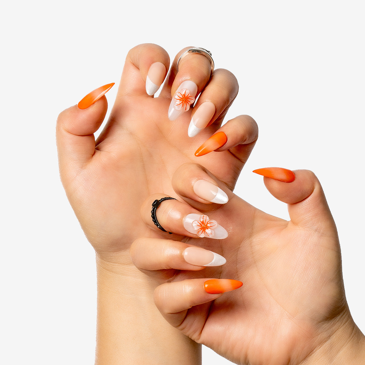 Sunset Floral Almond Press-on Nails