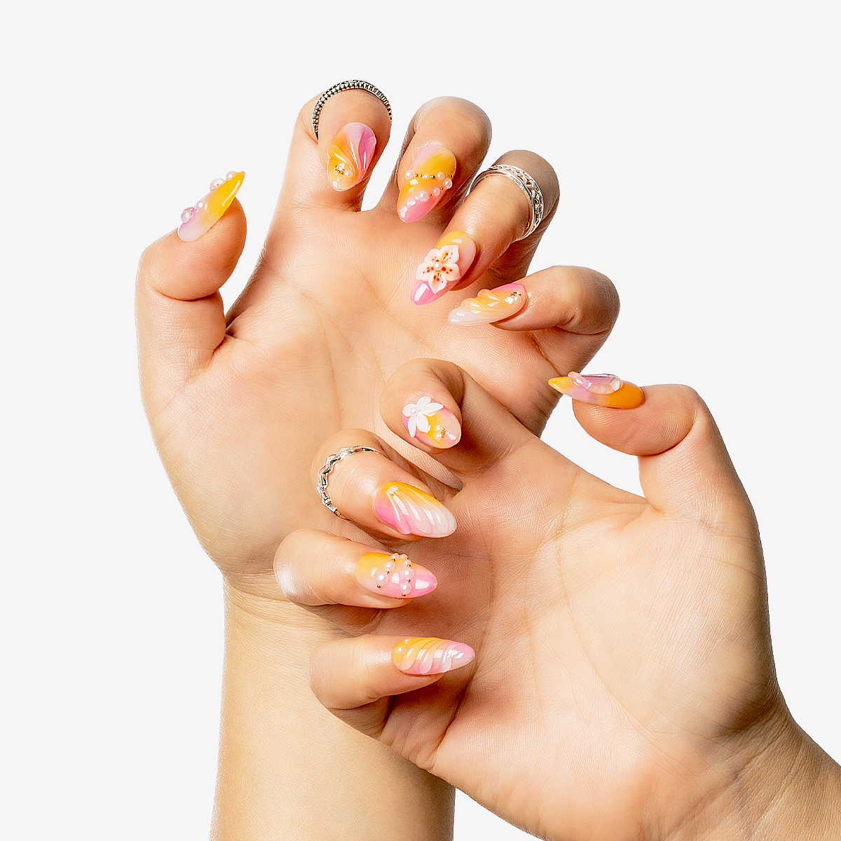 Tropical Bloom Almond Press-On Nails